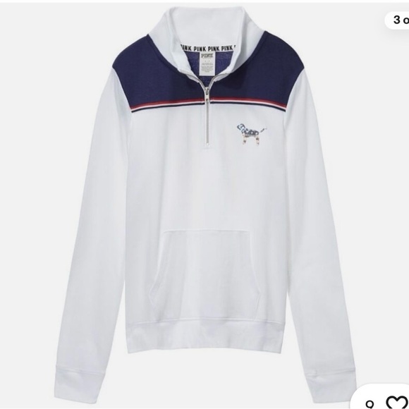 NWOT Victorias Secret Pink 4th of July Patriotic 1/4 Zip Sweatshirt Size Large - Picture 1 of 5